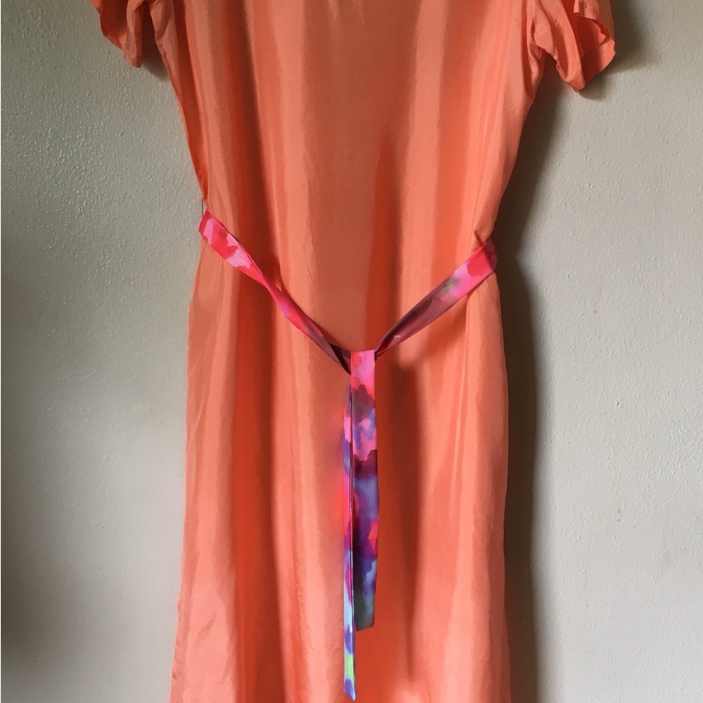Esprit Plain Jane Coral Orange Silk Short Sleeve Dress size 13